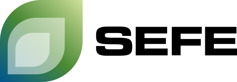 SEFE logo - Energieleverancier met groene cirkel en zwarte tekst branding